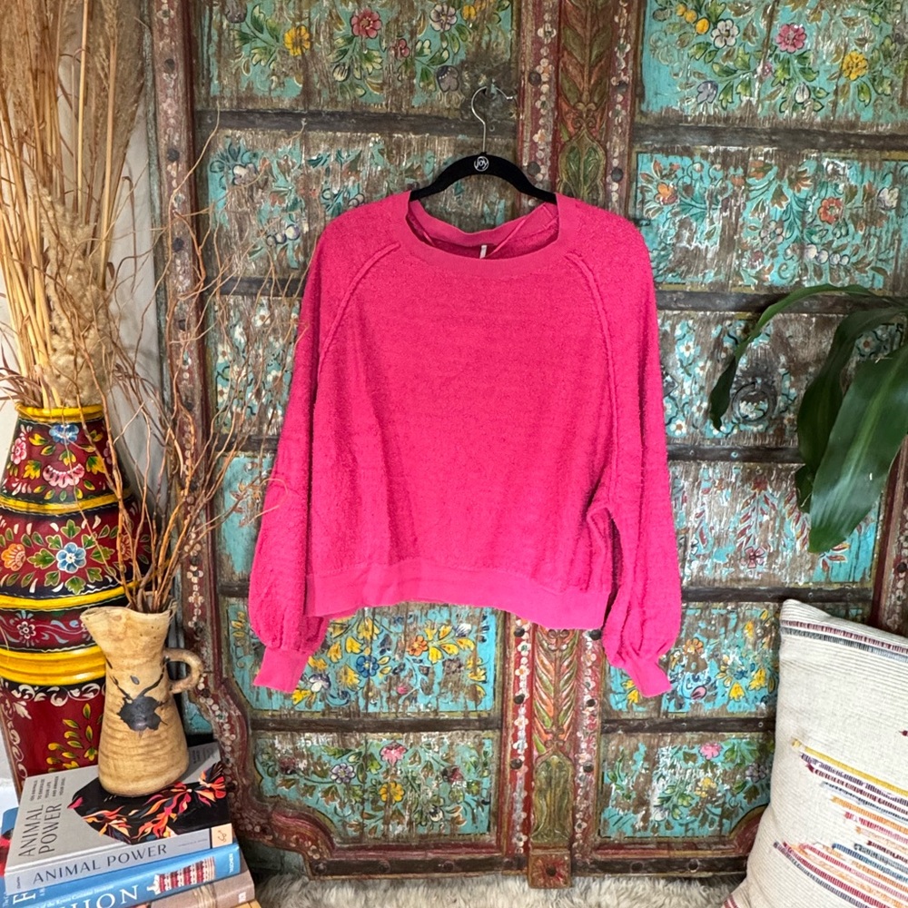 Free People Found My Friend Pullover Vibrant Pink